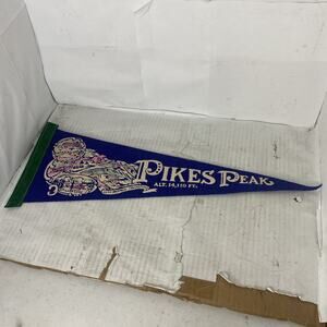 Vintage Pikes Peak Alt 14,110 Ft Colorado Souvenir Felt Pennant 18"